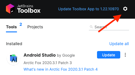 open Toolbox app settings
